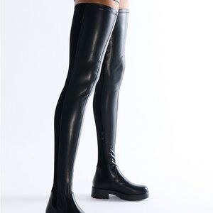 AZALEA WANG HAYDEE BLACK OVER THE KNEE PU BOOT